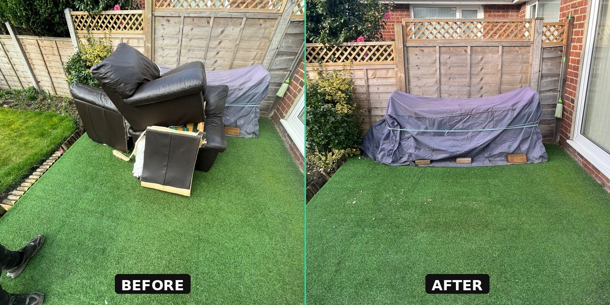 Sofa removal before and after